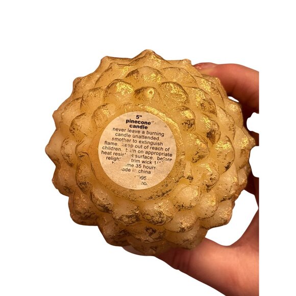 5" Pinecone Candle Set Of 2 Gold & Cream Decorative Candles For Home Decor Or Ho - Picture 3 of 6